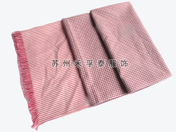 新款全棉紅白條紋圍巾廠家訂做批發