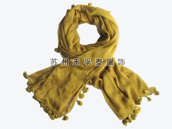 純色手工掛穗圍巾廠家訂做批發