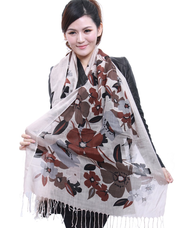 墨染花朵 印花圍巾 批發(fā)定做 圍巾廠家
