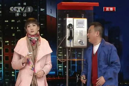 李小冉兔年春晚小品電話亭照片-外貿圍巾廠家